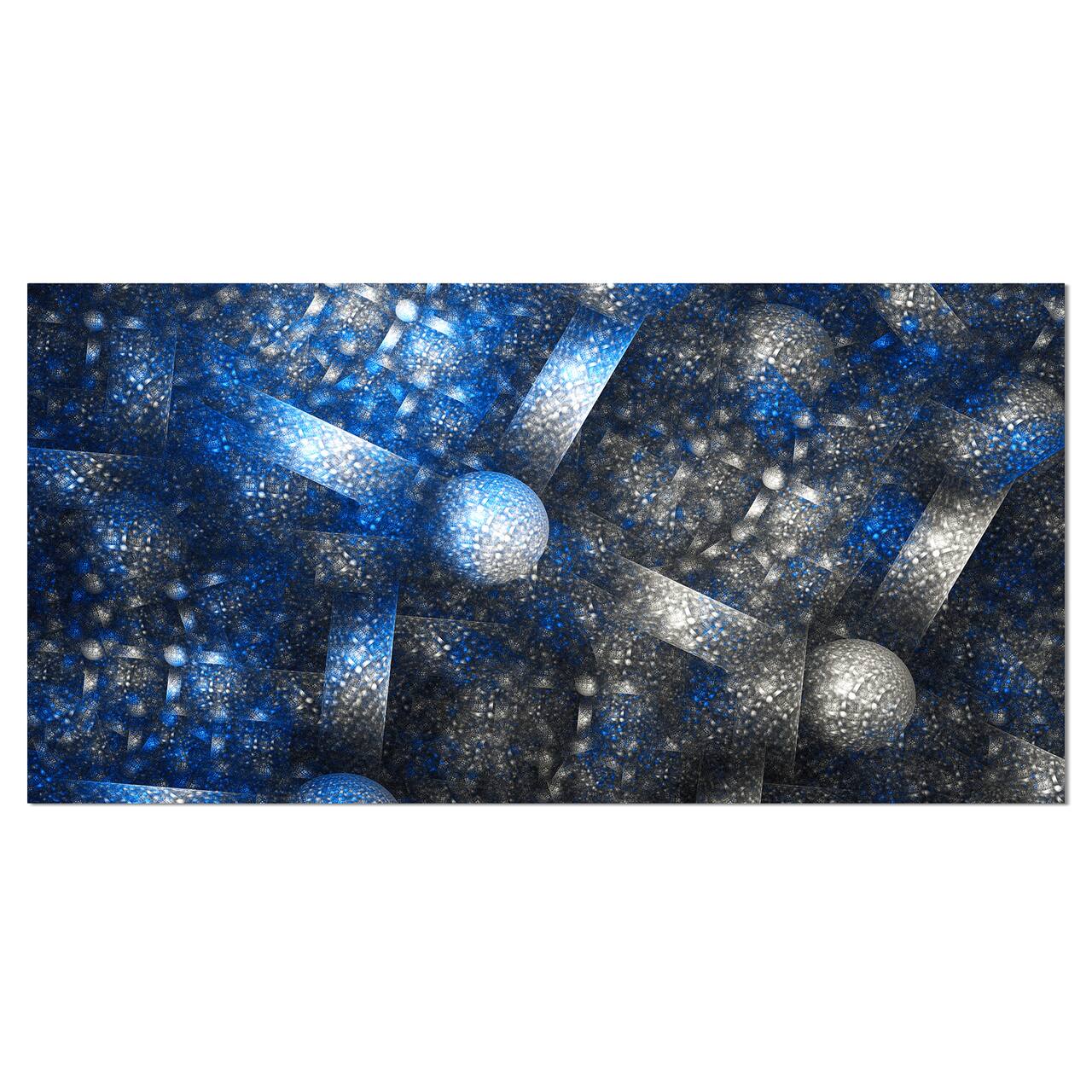 Designart - Crystal Cell Dark Blue Steel Texture - Abstract Wall Art Canvas